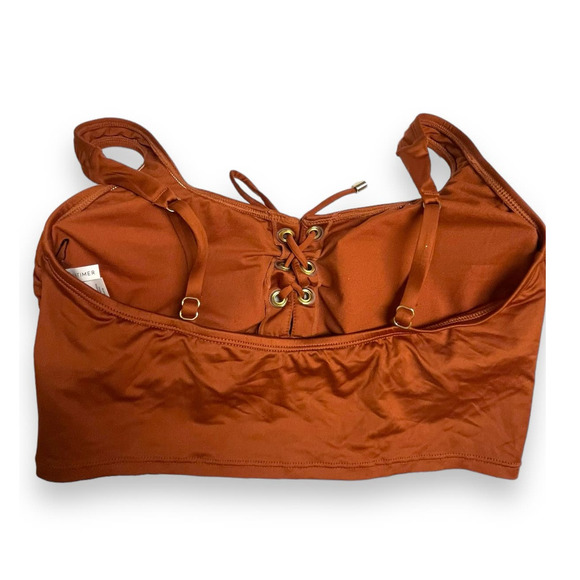 Gibson Latimer Bikini Bralette Lace-up Midkini Crop Top | Sz S, Bronze - Picture 6 of 9